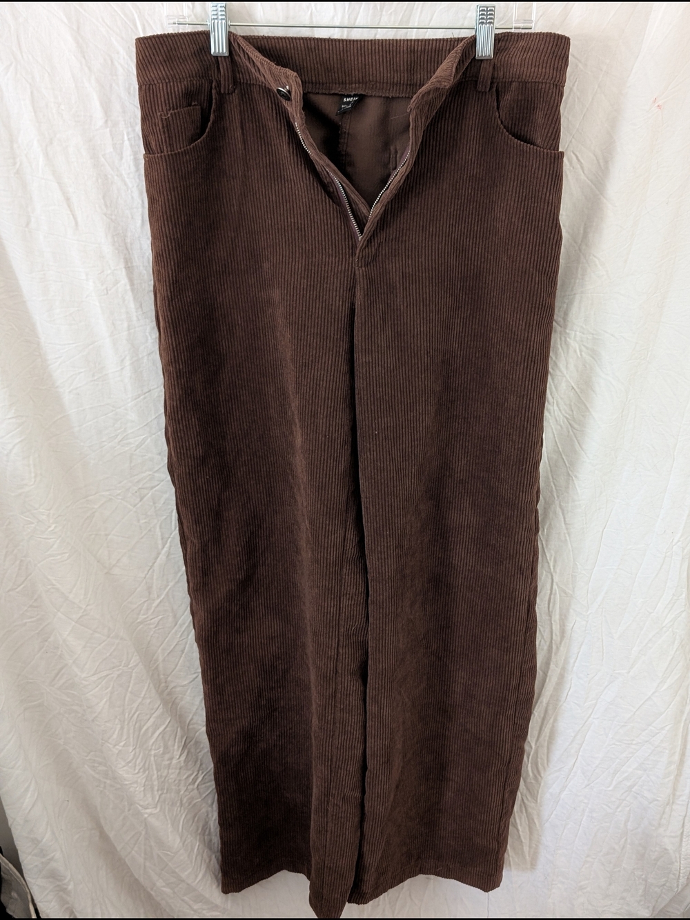 SHEIN Brown Corduroy Straight Leg Pants